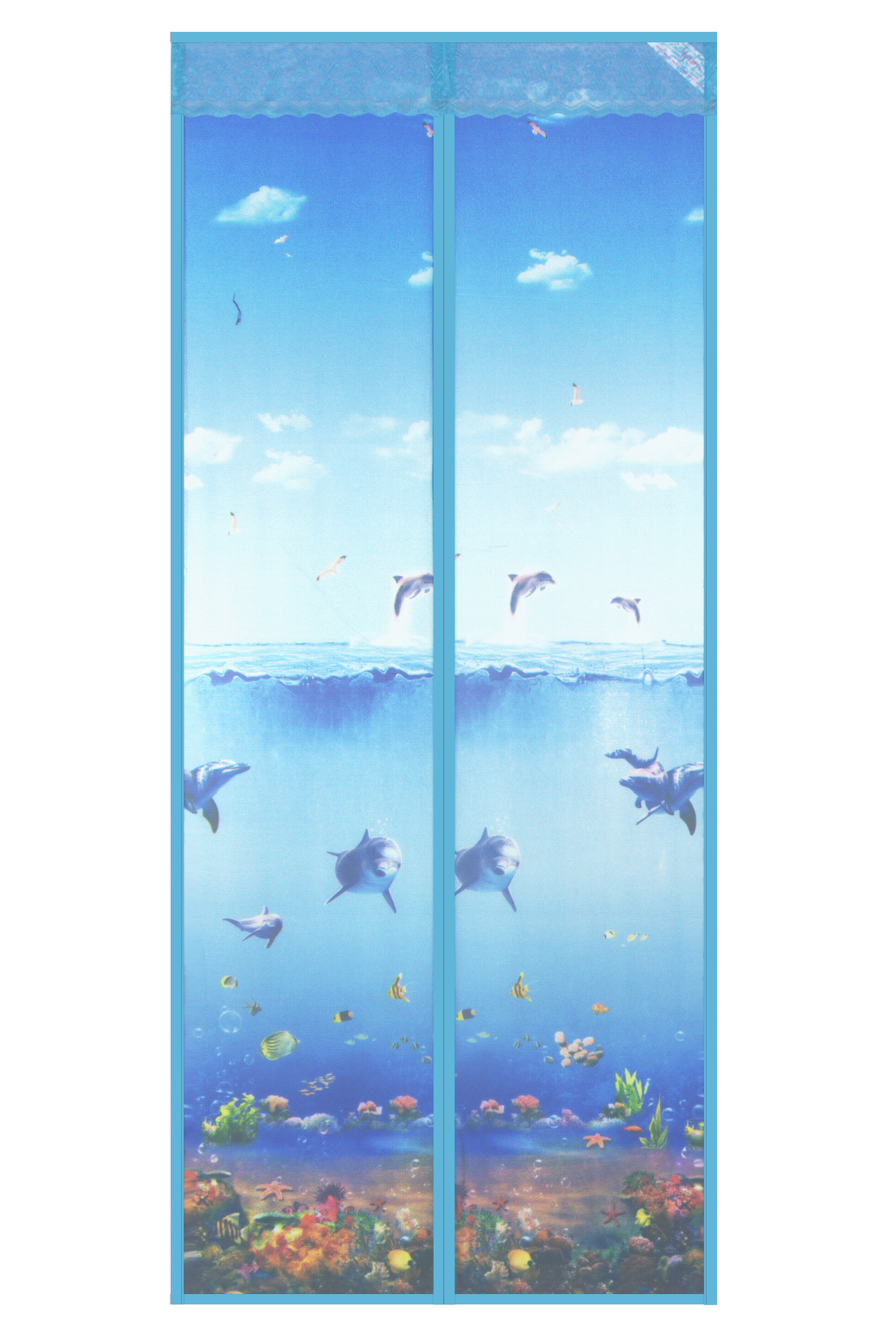 New magnetic soft curtain in 2020-Underwater world magnetic soft curtain-blue