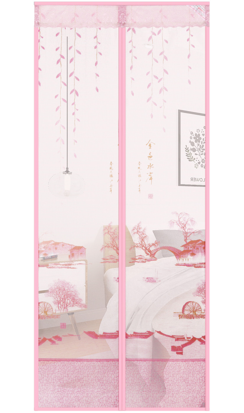 Printed Cloth ​Gold Waterfront Magnetic Soft Yarn Door-Pink