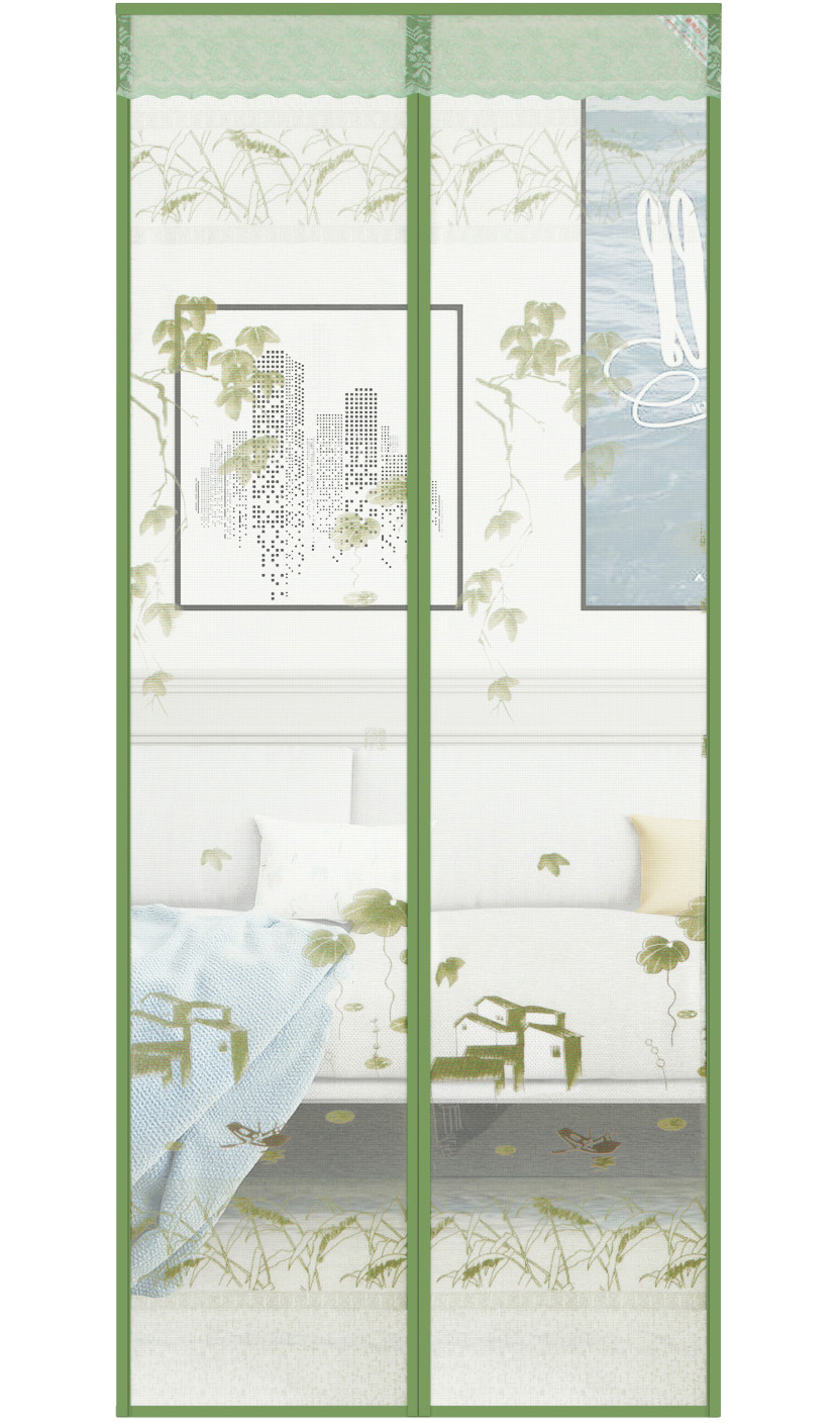 Printed cloth Gold Waterfront Magnetic Soft Yarn Door-Green