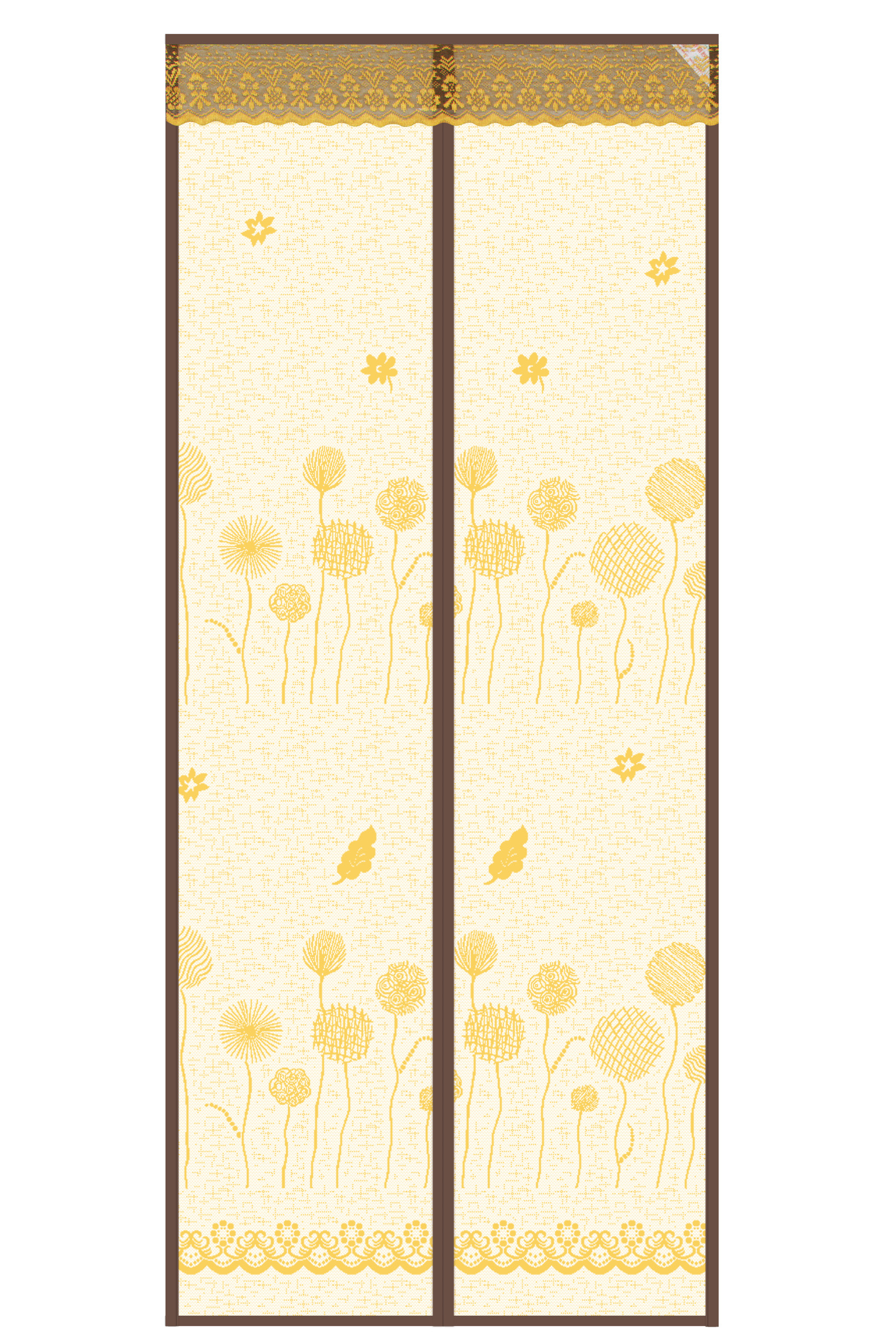 Striped cloth New 2020 Door Curtain-Dandelion magnetic soft yarn Door curtain-brown