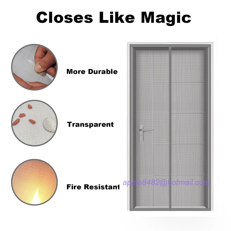 Magnetic fly Screen Door with Durable Fiberglass Mesh Curtain and Full Frame Hook and Loop