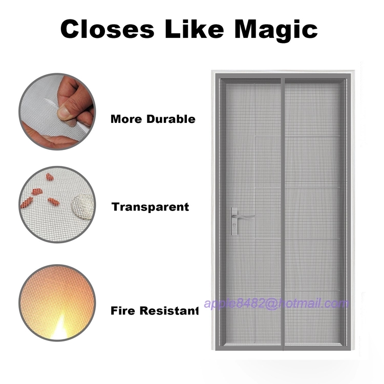 Magnetic fly Screen Door with Durable Fiberglass Mesh Curtain and Full Frame Hook and Loop